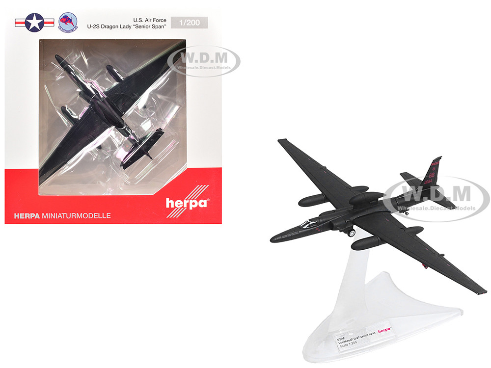 Lockheed U-2S Dragon Lady Aircraft "Senior Span, 99th Reconnaissance Squadron, 9th Reconnaissance Wing" (80-1084) United States Air Force 1/200 Diecast Model Airplane by Herpa diecast model