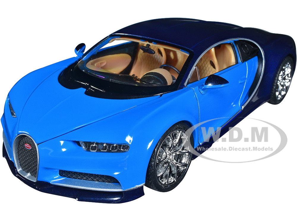 Bugatti Chiron Blue and Dark Blue Two-Tone "NEX Models" Series 1/24 Diecast Model Car by Welly diecast model