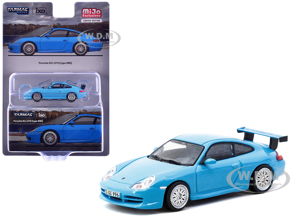 Porsche 911 GT3 (996) Light Blue "Global64" Series 1/64 Diecast Model by Tarmac Works diecast model
