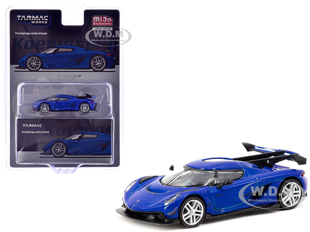 Koenigsegg Jesko Attack Blue Metallic "Global64" Series 1/64 Diecast Model by Tarmac Works diecast model
