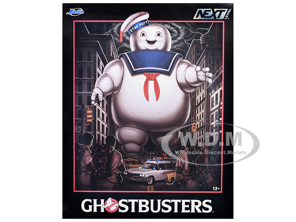 "Ghostbusters" 6" Stay Puft Marshmallow Man Figure with Nano Ecto-1 Car Diorama Set "Ghostbusters" (1984) Movie "Next Level" Series Model by Jada diecast model