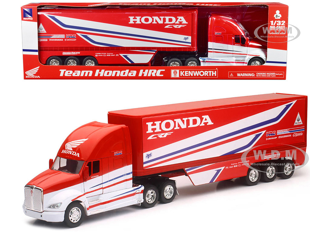 Kenworth Semi-Truck Red and White "Team Honda HRC" 1/32 Diecast Model by New Ray diecast model