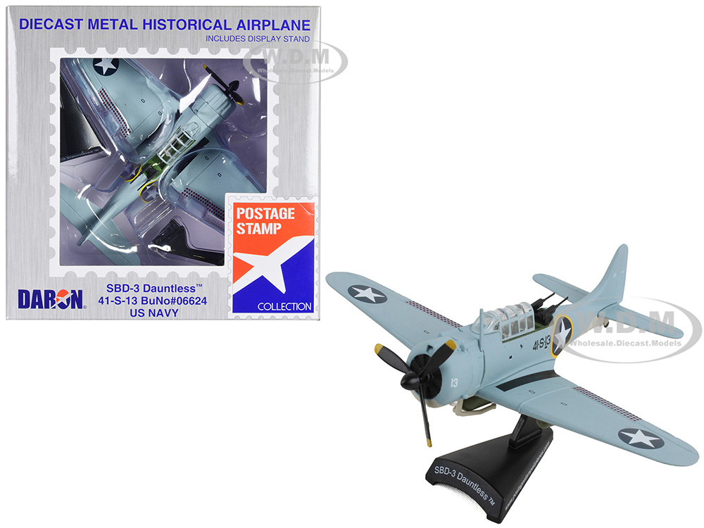 Douglas SBD-3 Dauntless Aircraft "41-S-13" United States Navy 1/87 Diecast Model Airplane by Postage Stamp diecast model