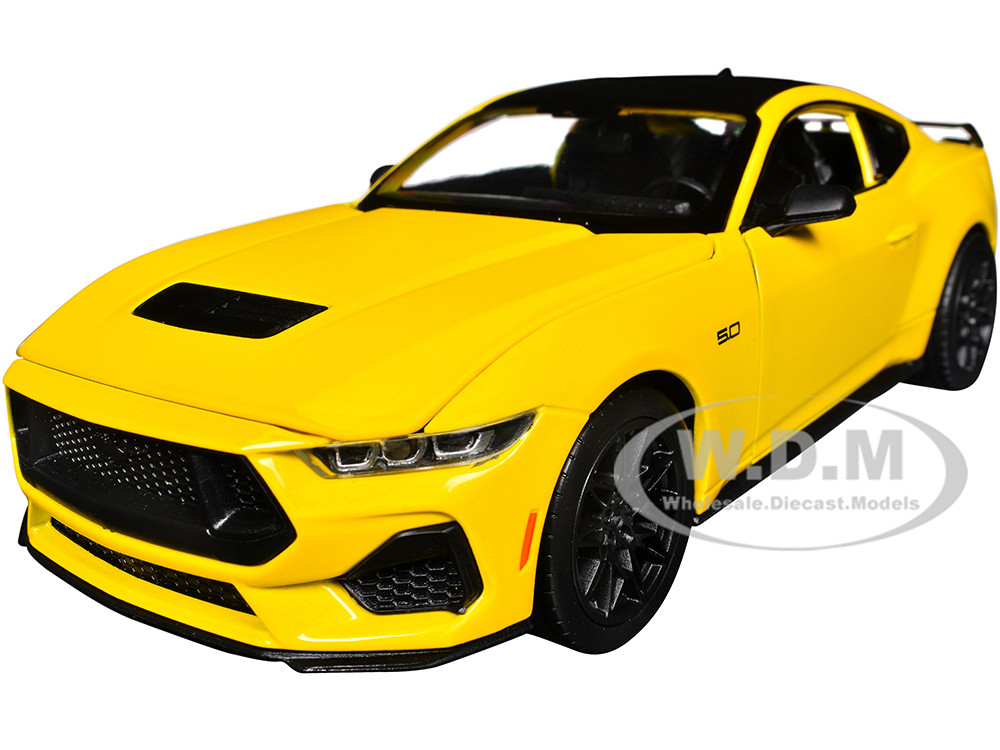 2024 Ford Mustang GT 5.0 Yellow with Black Top "NEX Models" Series 1/25 Diecast Model Car by Welly diecast model