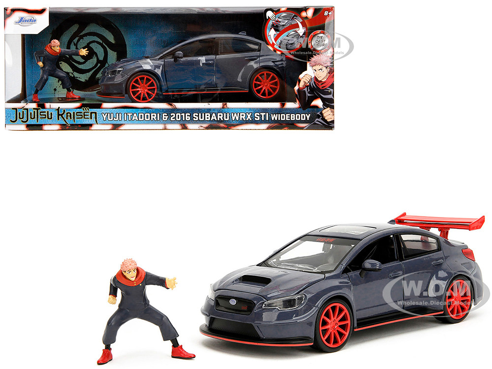 2016 Subaru WRX STI Widebody Dark Blue and Yuji Itadori Diecast Figure "Jujutsu Kaisen" (20202023) TV Series "Anime Hollywood Rides" Series 1/24 Diecast Model Car by Jada diecast model