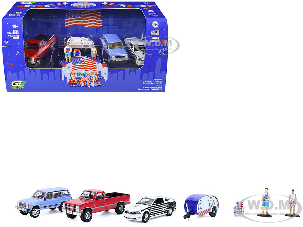 "Summer Cookout Diorama" Set of 7 pieces 1/64 Diecast Model Cars by Greenlight diecast model
