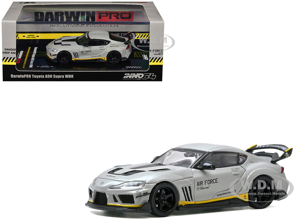 Toyota Supra (A90) WBK DarwinPro "Air Force" Matt Gray with Carbon Accents 1/64 Diecast Model Car by Inno Models diecast model