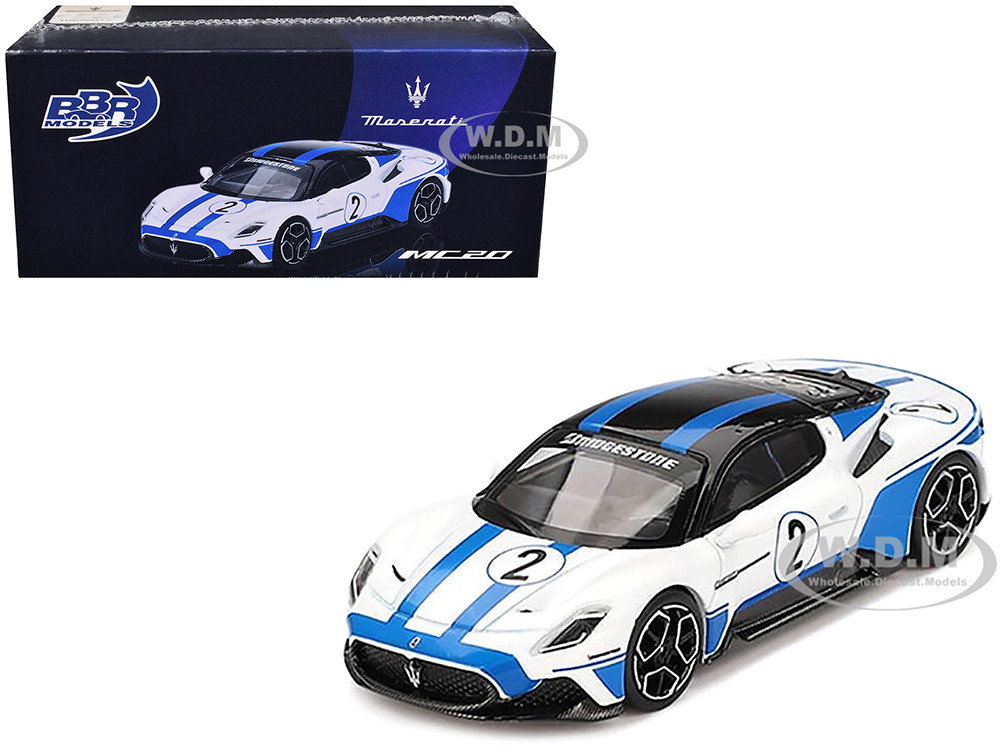 Maserati MC20 #2 White with Blue Stripes and Black Top "Maserati Performance Experience" 1/64 Diecast Model Car by BBR diecast model