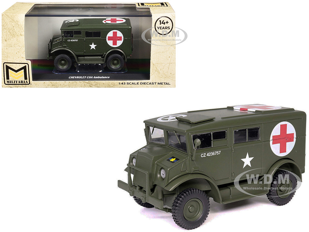 Chevrolet C8A Ambulance Olive Drab "United States Army" 1/43 Diecast Model by Militaria Die Cast diecast model