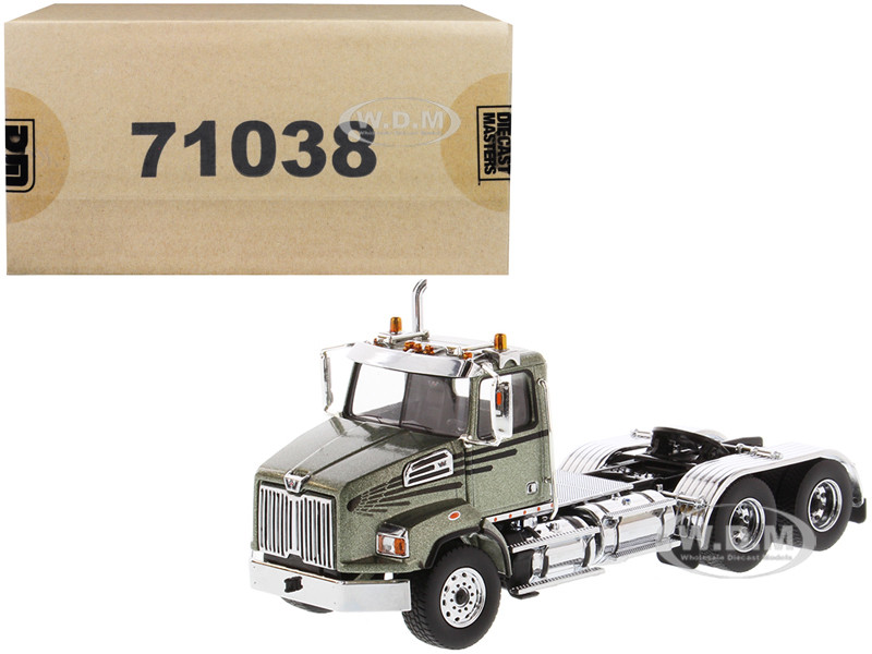 Western Star 4700 SB Tandem Day Cab Tractor Metallic Olive Green 1/50 Diecast Model by Diecast Masters diecast model