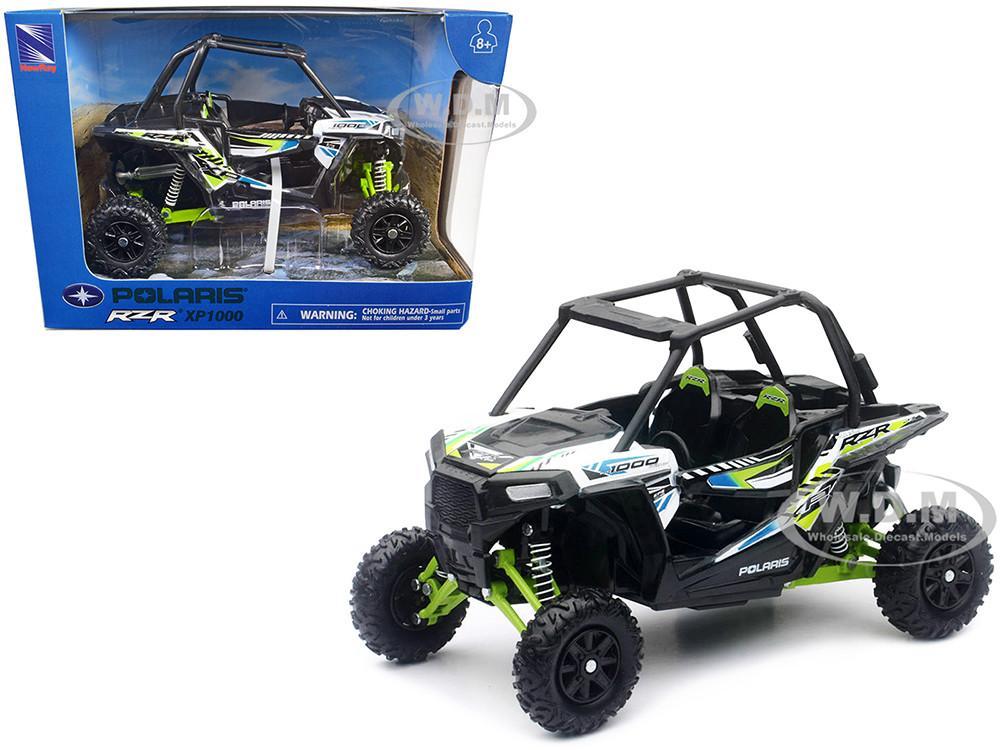 Polaris RZR XP 1000 Dune Buggy White Lightning and Bright Green 1/18 Diecast Model by New Ray diecast model