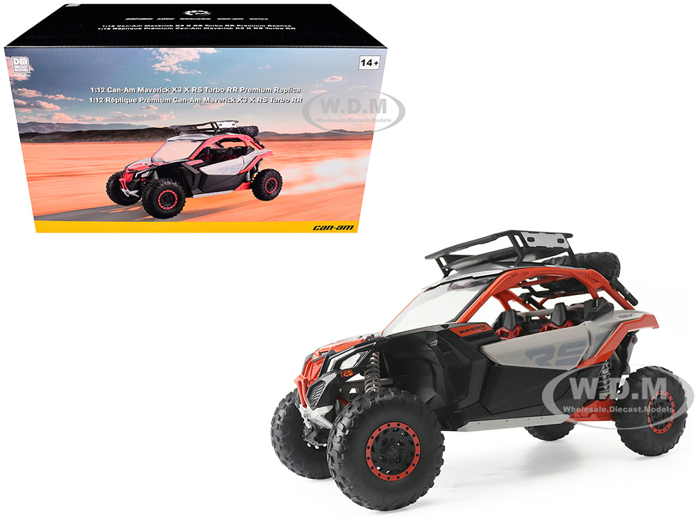 Can-Am Maverick X3 X RS Turbo RR with Roof Rack Chalk Gray and Orange 1/12 Diecast Model by BRP Models diecast model