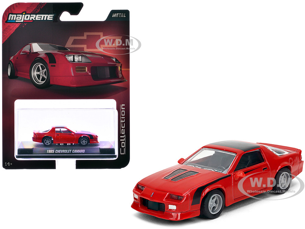 1985 Chevrolet Camaro Red with Black Top and Stripes "Collection" Series 1/64 Diecast Model Car by Majorette diecast model
