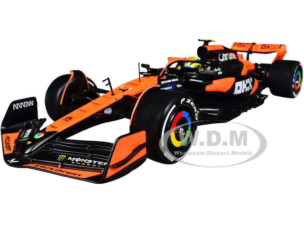 McLaren MCL38 #4 Lando Norris "OKX" Winner Formula One F1 "Miami GP" (2024) with Display Case 1/24 Diecast Model Car by Bburago diecast model