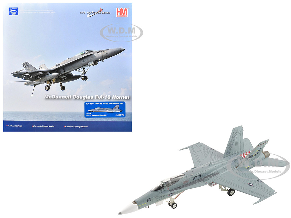 McDonnell Douglas F/A-18C Hornet Aircraft "VFA-15 Retro TAC Demo Jet, VFA-106 Gladiators" (2017) United States Navy "Air Power Series" 1/72 Diecast Model by Hobby Master diecast model