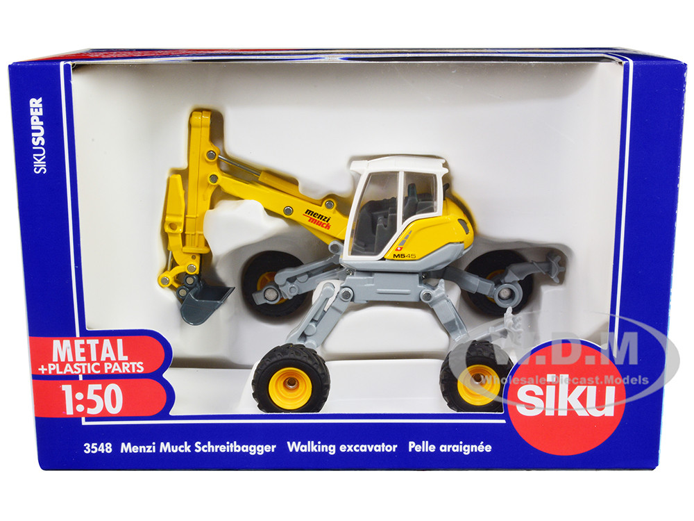 Menzi Muck M545 Walking Excavator Yellow with White Top 1/50 Diecast Model by Siku diecast model