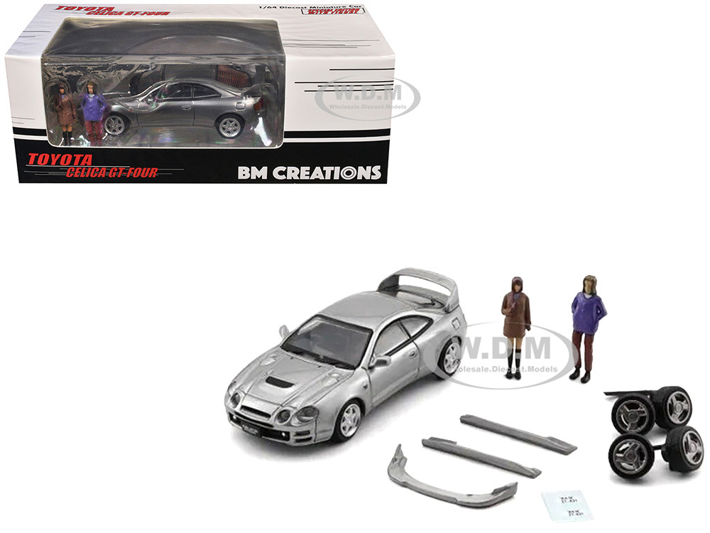 Toyota Celica GT-Four RHD (Right Hand Drive) ID Silver Metallic with 2 Figures and Accessories 1/64 Diecast Model Car by BM Creations diecast model