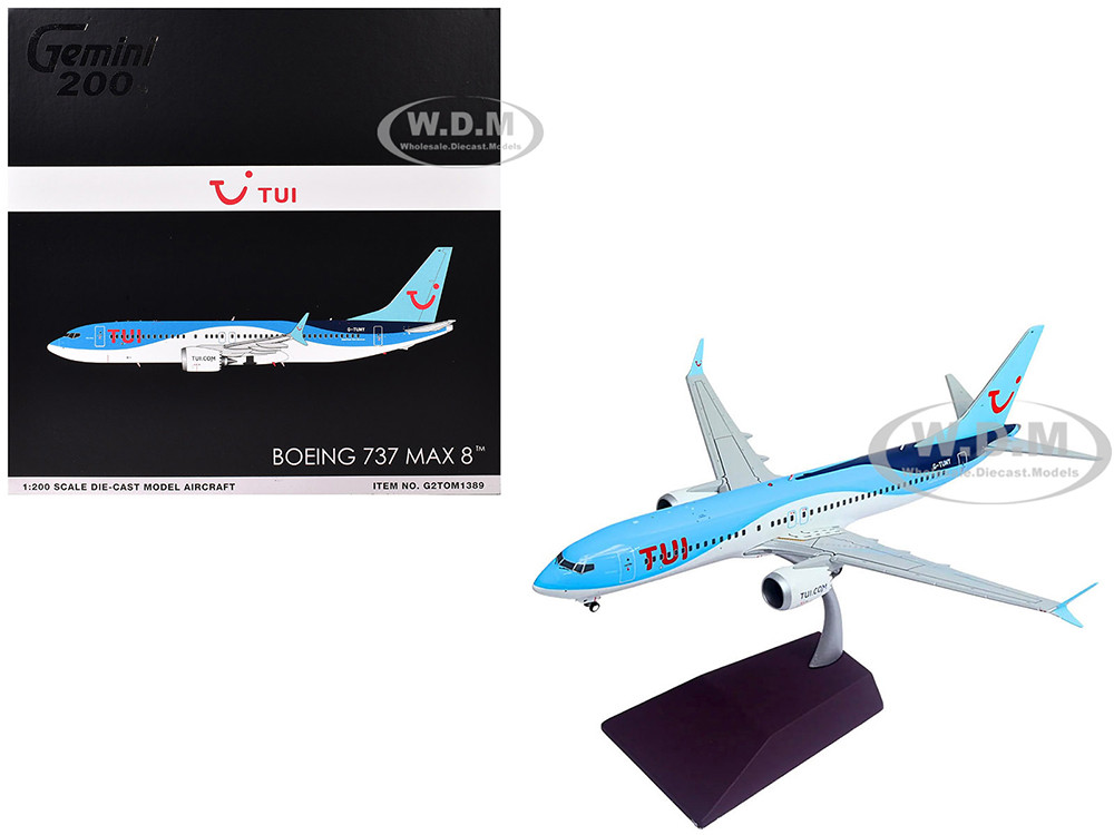 Boeing 737 MAX 8 Commercial Aircraft "TUI Airways" (G-TUMY) Blue and White "Gemini 200" Series 1/200 Diecast Model Airplane by GeminiJets diecast model