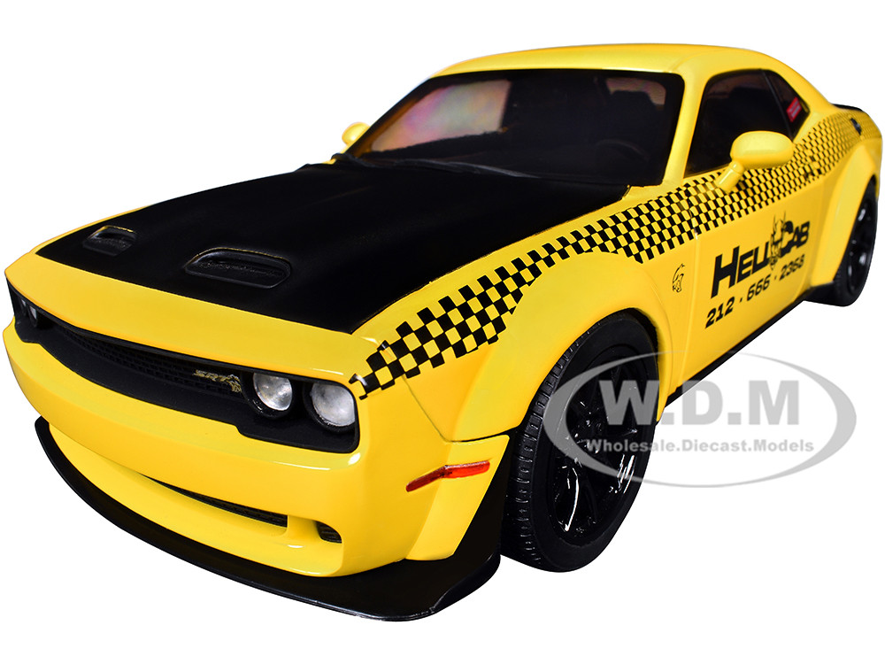 2023 Dodge Challenger SRT Hellcat Redeye Widebody Taxi "NYC Hellcab" Yellow with Black Hood and Graphics 1/18 Diecast Model Car by Solido diecast model