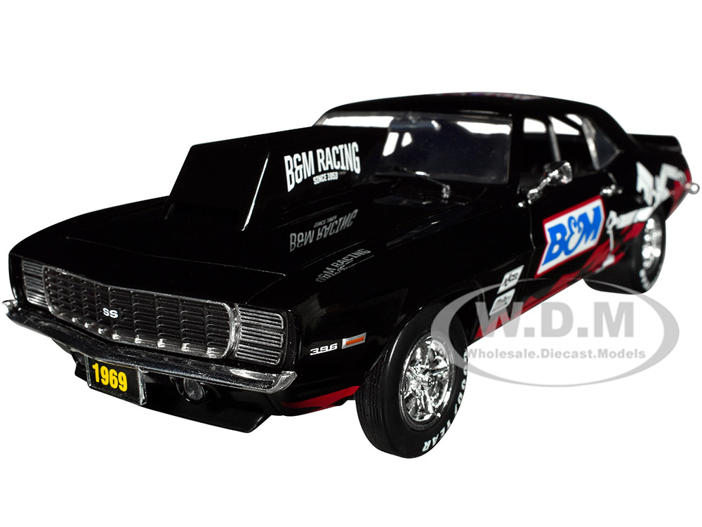 1969 Chevrolet Camaro SS/RS Black "B&M Racing" Limited Edition to 6650 pieces Worldwide 1/24 Diecast Model Car by M2 Machines diecast model