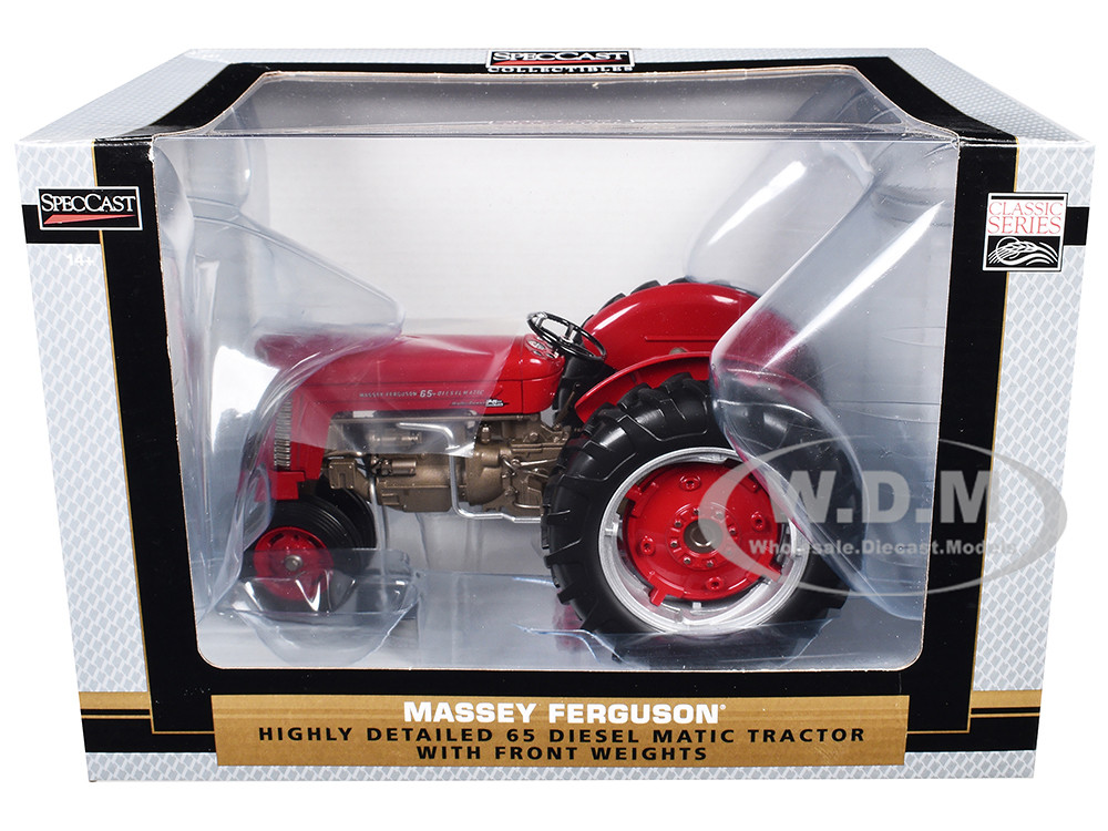 Massey Ferguson 65 DieselMatic Narrow Front Tractor with Front Weights Red with Bronze Frame "Classic Series" 1/16 Diecast Model by SpecCast diecast model
