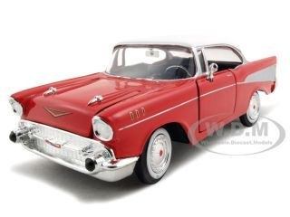 1957 Chevrolet Bel Air Red with White Top 1/24 Diecast Model Car by Motormax diecast model