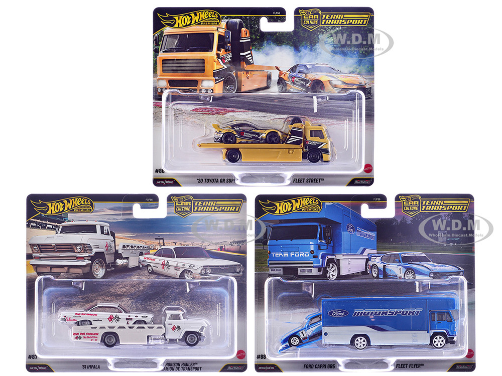 "Team Transport" 3 piece Set J 2025 "Car Culture" Series Diecast Model Cars by Hot Wheels diecast model