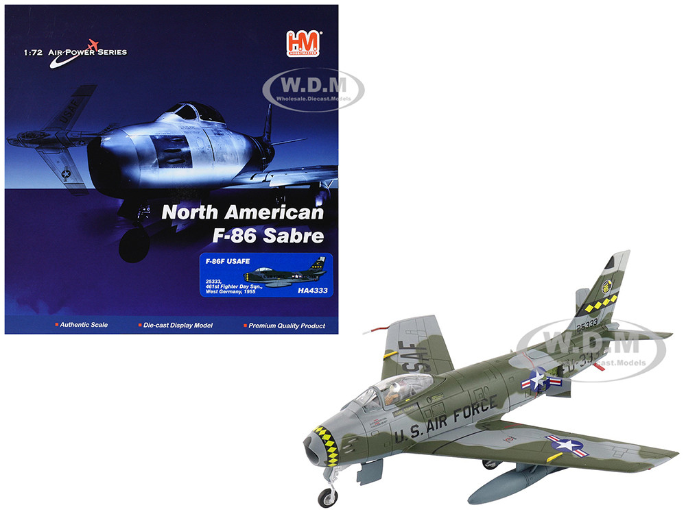 North American F-86F Sabre Fighter Aircraft "25333, 461st Fighter Day Squadron, West Germany" (1955) United States Air Forces in Europe "Air Power Series" 1/72 Diecast Model by Hobby Master diecast model
