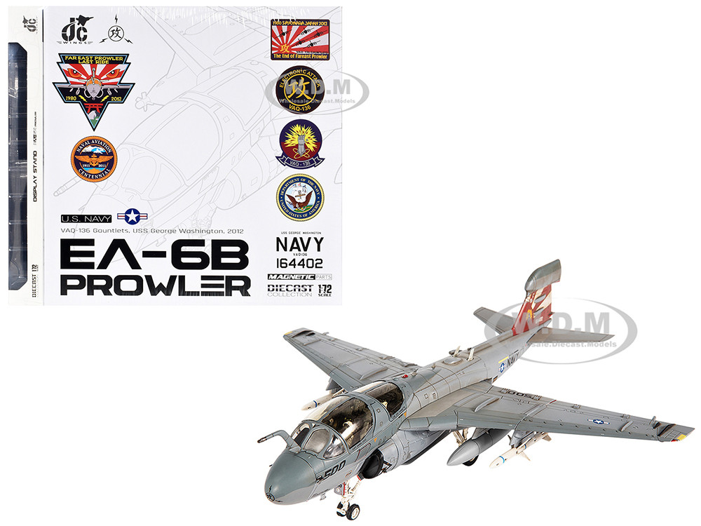 Grumman EA-6B Prowler Attack Aircraft "VAQ-136 Gauntlets, USS George Washington" (2012) United States Navy 1/72 Diecast Model by JC Wings diecast model