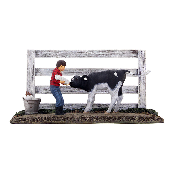 First Bottle Feeding "Boy Feeding Calf" Diorama 1/25 Metal Model by First Gear diecast model