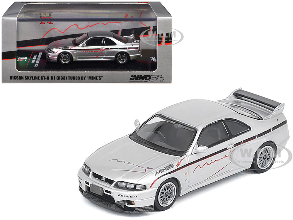 Nissan Skyline GT-R N1 (R33) RHD (Right Hand Drive) "Tuned by Mine's" Silver 1/64 Diecast Model Car by Inno Models diecast model