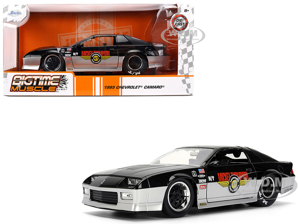 1985 Chevrolet Camaro Z28 "Mickey Thompson" Black and Silver Metallic "Bigtime Muscle" Series 1/24 Diecast Model Car by Jada diecast model