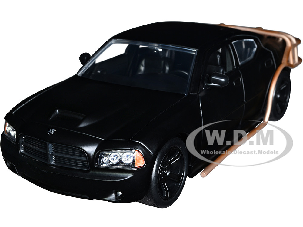 2006 Dodge Charger Matt Black with Outer Cage "Fast & Furious" Movie 1/24 Diecast Model Car by Jada diecast model