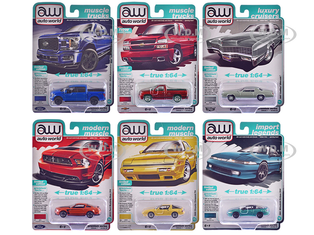 Auto World Premium 2025 Release 1 Set B of 6 pieces 1/64 Diecast Model Cars by Auto World diecast model