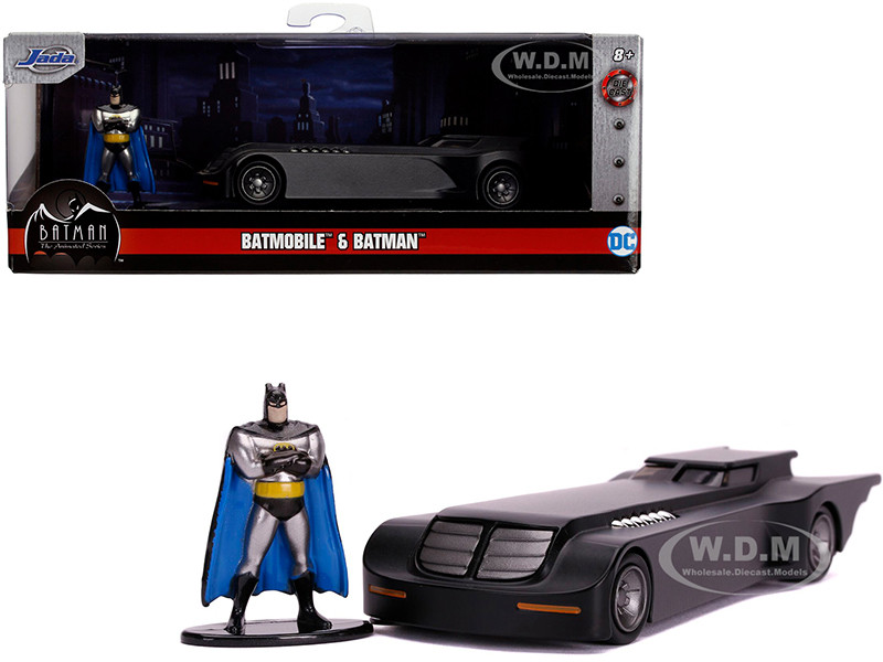 Batmobile with Diecast Batman Figurine "Batman: The Animated Series" (1992-1995) TV Series "DC Comics" "Hollywood Rides" Series 1/32 Diecast Model Car by Jada diecast model