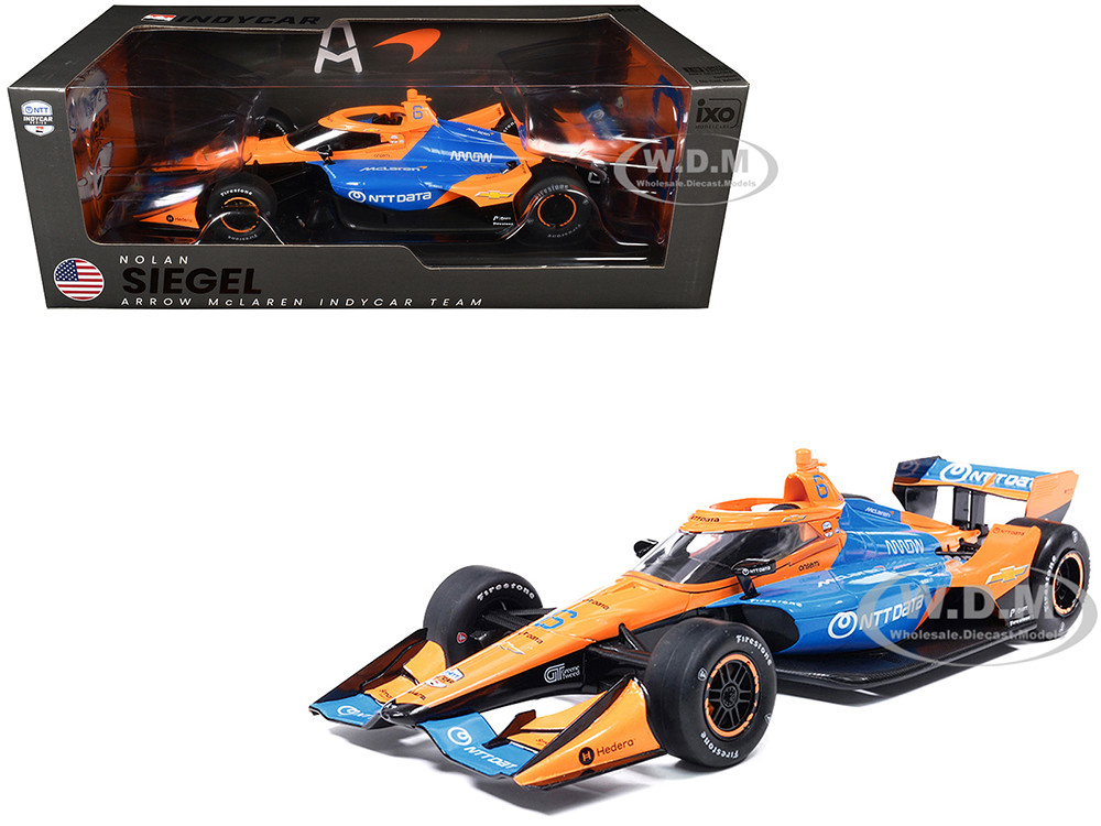 Dallara IndyCar #6 Nolan Siegel "NTT Data" Arrow McLaren (Road Course Configuration) "NTT IndyCar Series" (2026) 1/18 Diecast Model Car by IXO Models diecast model