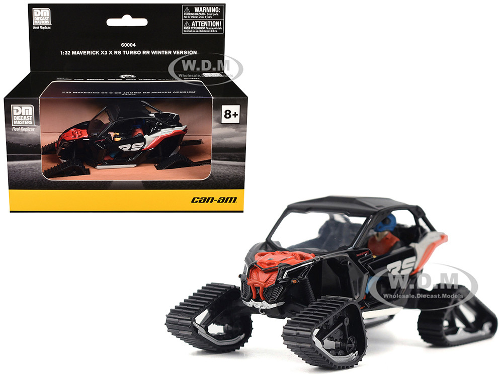 Can-Am Maverick X3 X RS Turbo RR Winter Version Chalk Gray and Magma Red with Driver Figure 1/32 Diecast Model by BRP Models diecast model