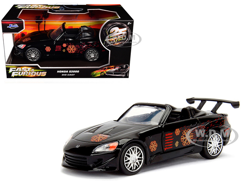 Honda S2000 Convertible Black with Graphics "The Fast and the Furious" (2001) Movie "25 Years of Fast & Furious" Series 1/32 Diecast Model Car by Jada diecast model