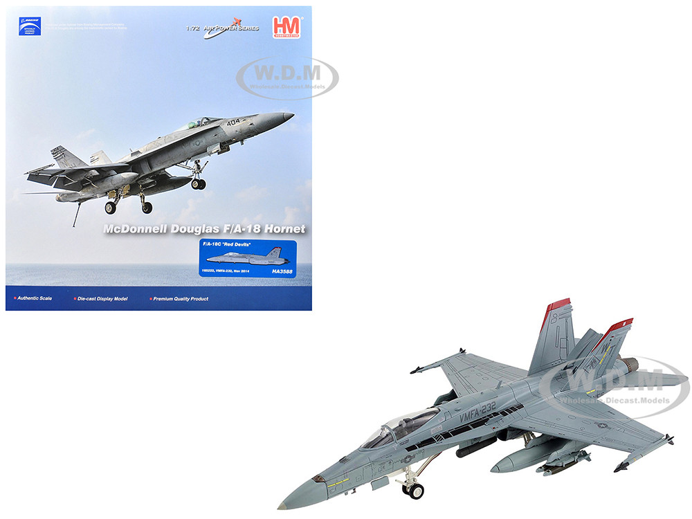McDonnell Douglas F/A-18C Hornet Aircraft "VMFA-232, Red Devils" (2014) United States Marine Corps "Air Power Series" 1/72 Diecast Model by Hobby Master diecast model