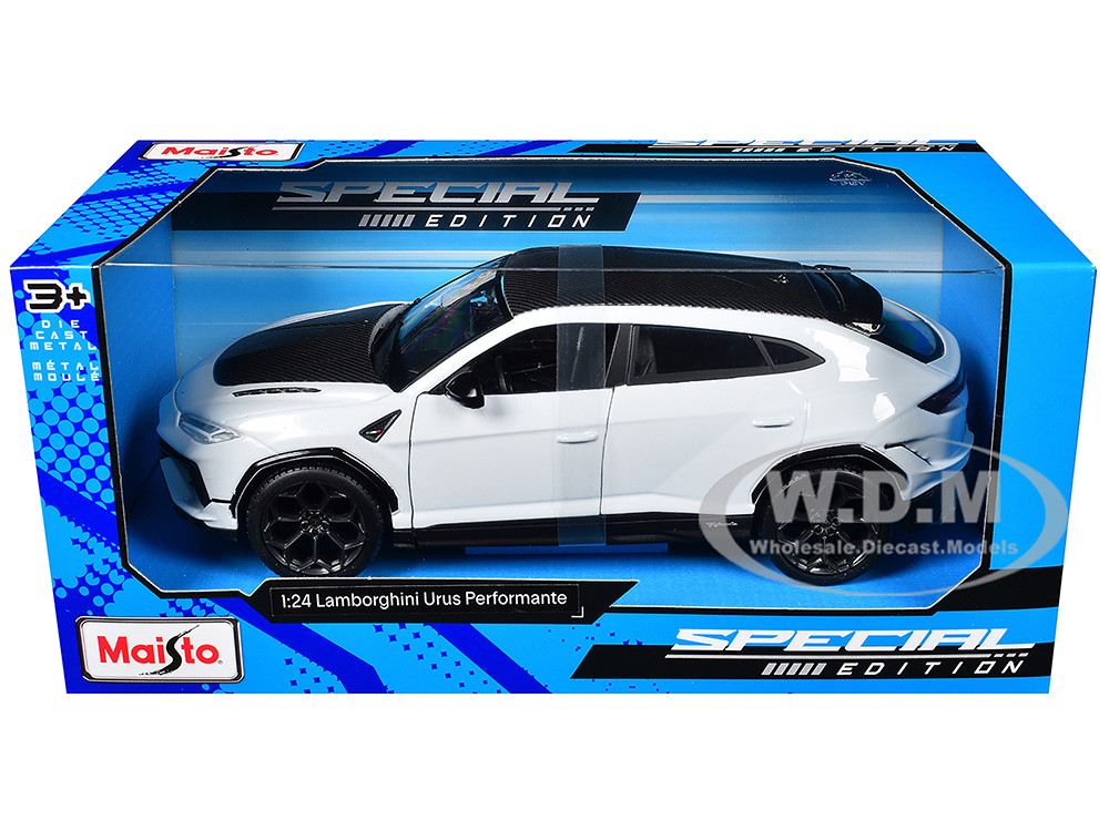 Lamborghini Urus Performante White Metallic with Carbon Hood and Top "Special Edition" Series 1/24 Diecast Model Car by Maisto diecast model