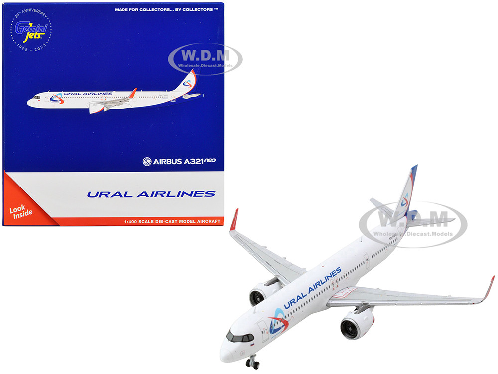 Airbus A321neo Commercial Aircraft "Ural Airlines" White with Blue Tail 1/400 Diecast Model Airplane by GeminiJets diecast model