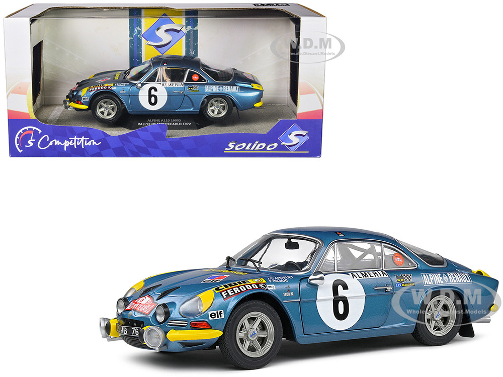 Alpine A110 1600S #6 Jean-Claude Andruet - Pierre Pagani "Rallye Montecarlo" (1972) "Competition" Series 1/18 Diecast Model Car by Solido diecast model