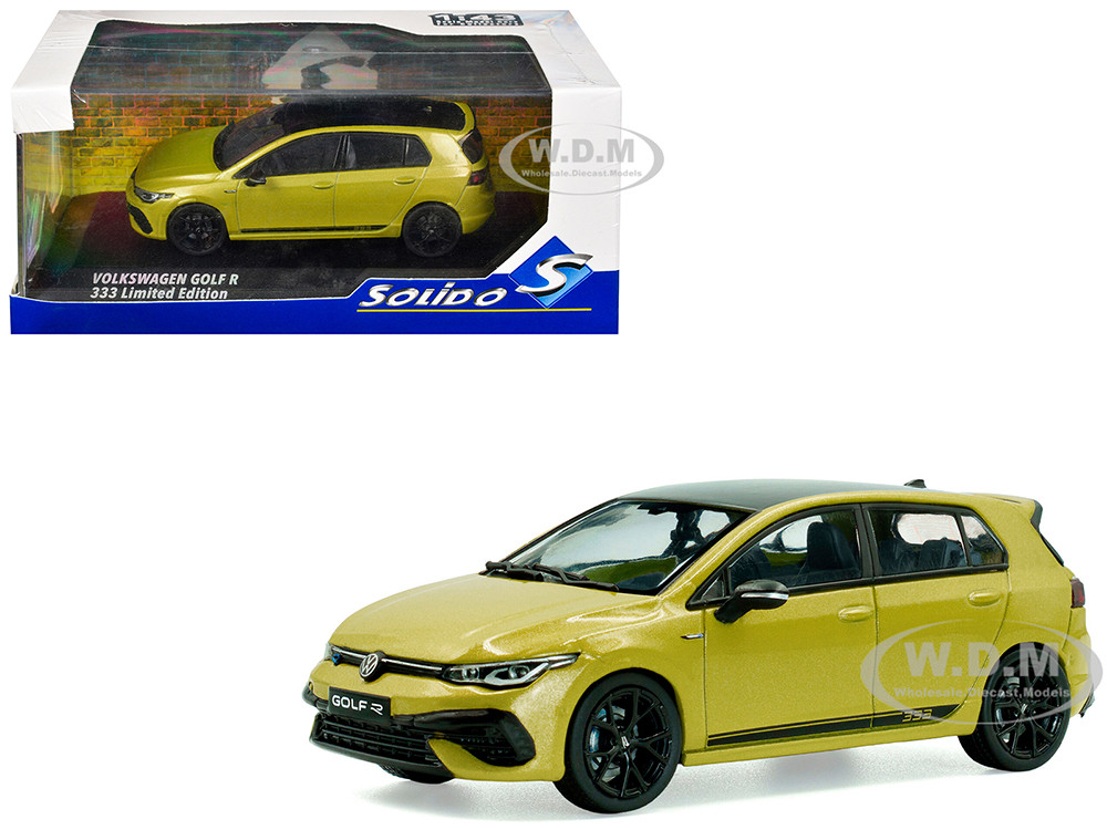 2023 Volkswagen Golf R 333 Limited Edition Lime Yellow Metallic with Black Top 1/43 Diecast Model Car by Solido diecast model