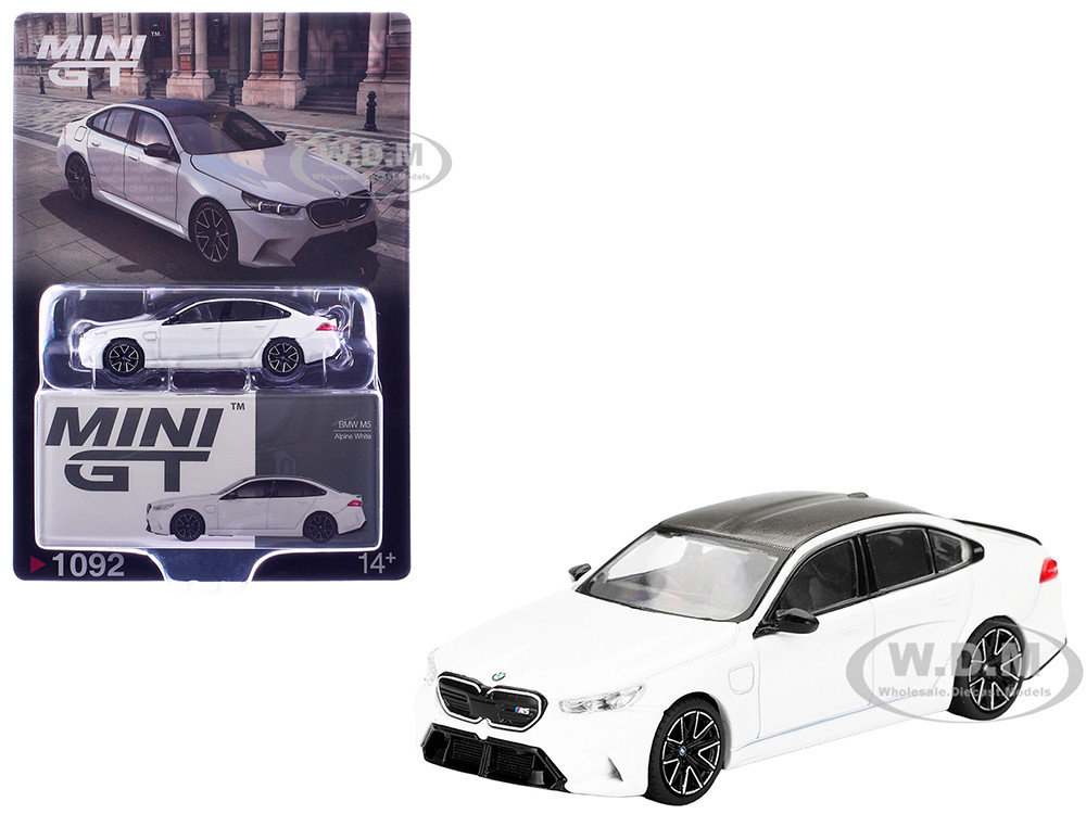BMW M5 Alpine White with Carbon Top Limited Edition 1/64 Diecast Model Car by Mini GT diecast model