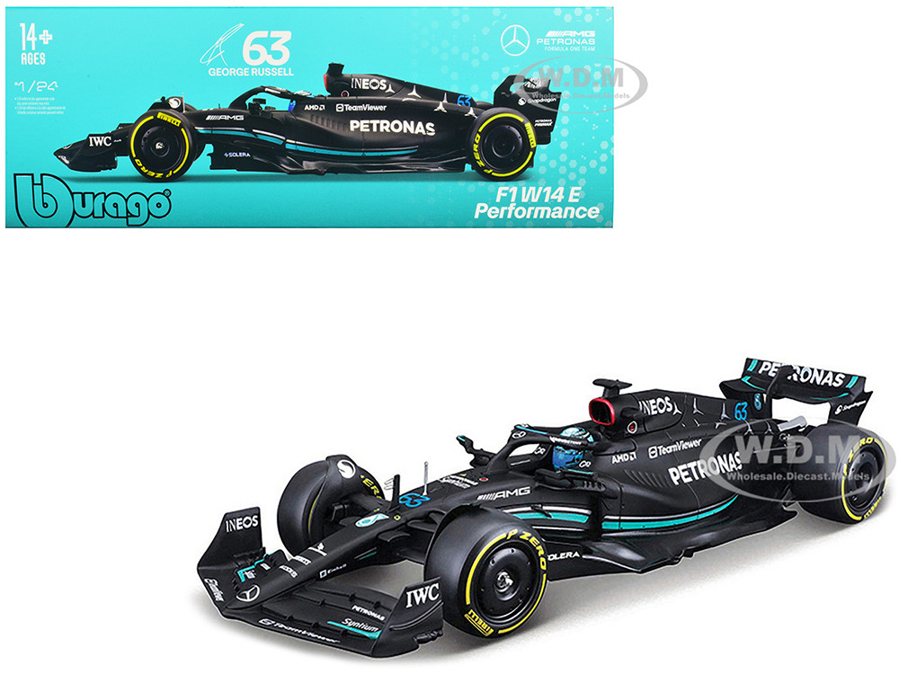 Mercedes-AMG F1 W14 E Performance #63 George Russell "Petronas" Formula One F1 "World Championship" (2023) 1/24 Diecast Model Car by Bburago diecast model