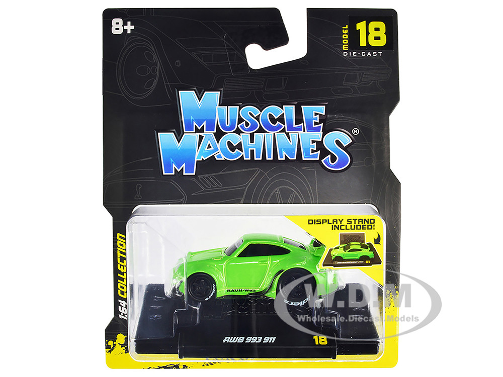 RWB 911 993 Bright Green "RAUH-Welt BEGRIFF" 1/64 Diecast Model Car by Muscle Machines diecast model