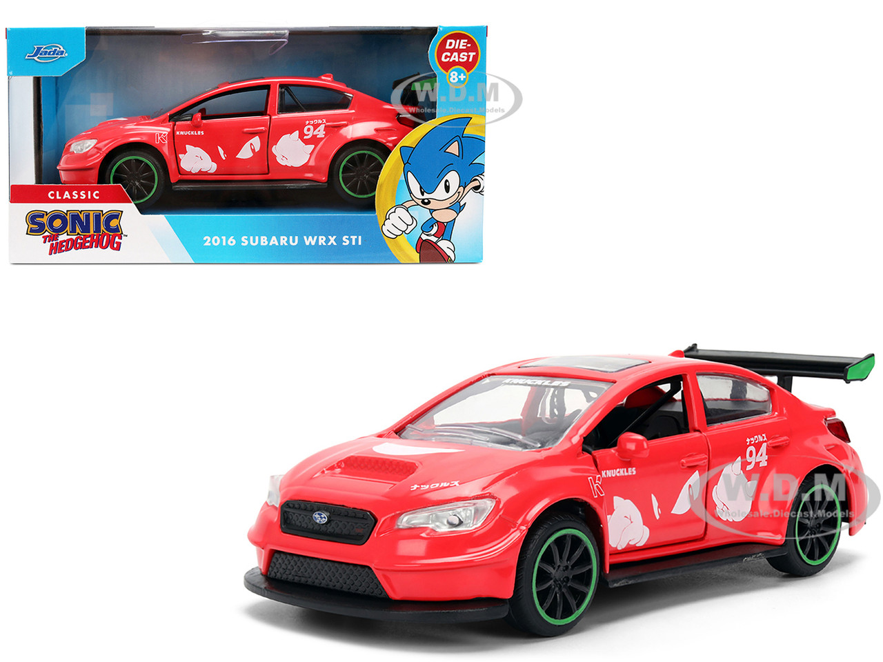 2016 Subaru WRX STI Red with "Knuckles" Graphics "Sonic the Hedgehog" (1991) Video Game "Hollywood Rides" Series 1/32 Diecast Model Car by Jada diecast model