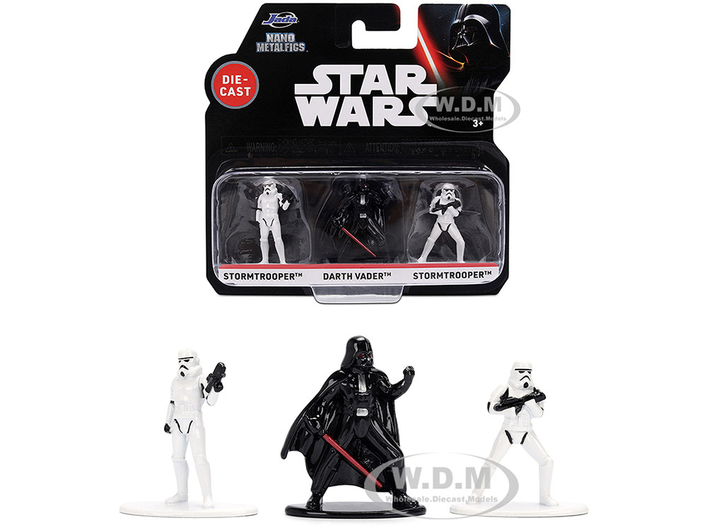 Set of 3 Diecast Figures "Star Wars" Movie Franchise "Nano Metalfigs" Series Diecast Models by Jada diecast model