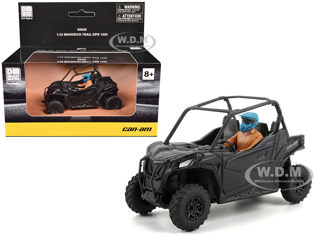 Can-Am Maverick Trail DPS 1000 Matt Black with Driver Figure 1/32 Diecast Model by BRP Models diecast model