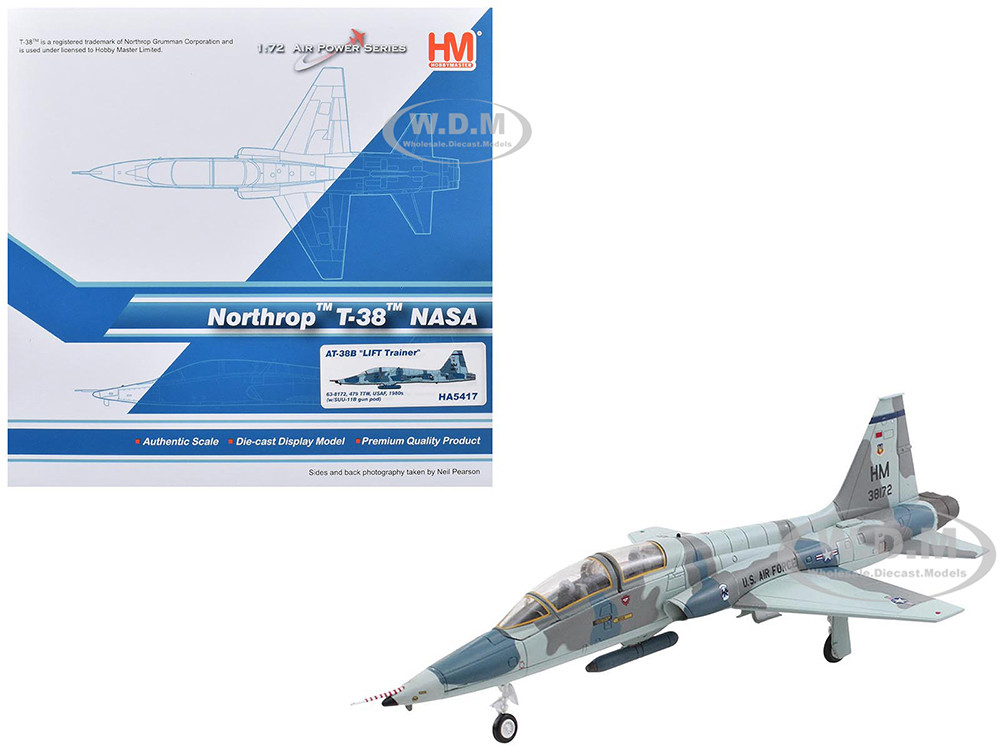 Northrop AT-38B Talon Aircraft "63-8172, 479th TTW, LIFT Trainer, NASA" (1980s) United States Air Force "Air Power Series" 1/72 Diecast Model by Hobby Master diecast model